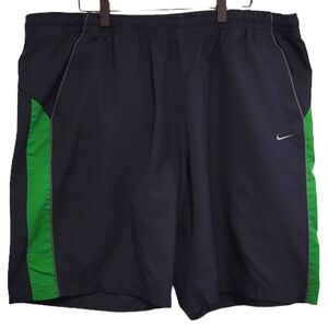 2/$18 Men's Nike Athletic Training Performance Sports Navy Shorts Green Logo 2XL